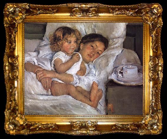 framed  Mary Cassatt Breakfast on bed, ta009-2